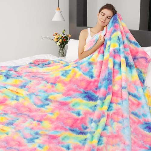 MUGD Fleece Blanket Throw Blanket Throw Blanket for Couch Soft Lightweight Cozy Microfiber Blankets & Throws - color: Pink Rainbow, size: Throw(50"x70"/ 130x150cm)