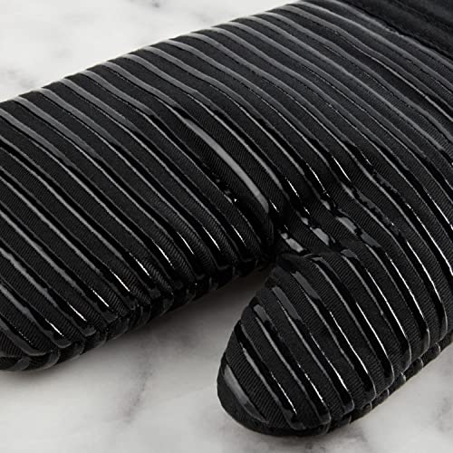 KitchenAid Quilted Cotton Terry Cloth Oven Mitt, Pot Holder, Kitchen Towel 4-Pack Set, Heat Resistant, Silicone Grip, Gift Set, Matte Black, 16"x26", 7"x13" & 7"x10" - color: Matte Black