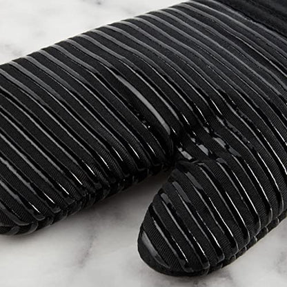 KitchenAid Quilted Cotton Terry Cloth Oven Mitt, Pot Holder, Kitchen Towel 4-Pack Set, Heat Resistant, Silicone Grip, Gift Set, Matte Black, 16"x26", 7"x13" & 7"x10" - color: Matte Black