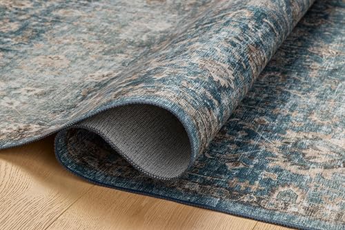 Loloi Anniston Lagoon/Natural 2'-3" x 3'-9" Accent Rug | ANS-02 Machine Washable Printed Approx. 2x4 Blue Entryway Kitchen, Traditional, Distressed, Accent Rug - color: Lagoon / Natural, size: 2'3" x 3'9" (Rectangular)