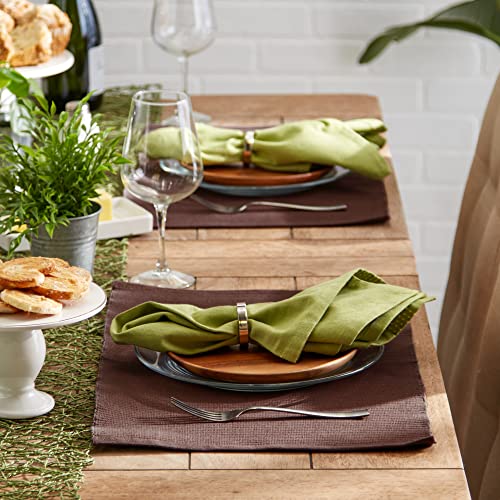 DII Basic Everyday Ribbed Tabletop 100% Cotton, Placemat Set, 13x19, Dark Brown, 6 Piece - color: Dark Brown, size: 13x19"