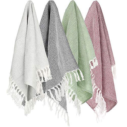 100% Cotton Hand Face Head Guest Gym Towel Set Washcloth Kitchen Tea Towel Dish Cloth Set of 4 (Multi Colors) - color: Multi Colors