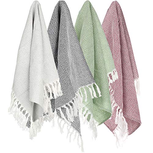 100% Cotton Hand Face Head Guest Gym Towel Set Washcloth Kitchen Tea Towel Dish Cloth Set of 4 (Multi Colors) - color: Multi Colors