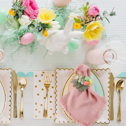 Easter Egg Napkin Rings Set of 4 with Leaves | Jute Wooden Buckle Napkins Holder | Beautiful Addition to Your Easter Day Celebration | Ideal for Kitchen, Dinner Party, Festival Decor - style: Easter Egg