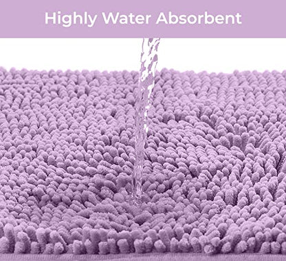 LuxUrux Bath Mat-Extra-Soft Plush Bath Shower Bathroom Rug,1'' Chenille Microfiber Material, Super Absorbent Shaggy Bath Rug. Machine Wash & Dry (20 x 20 inch, Lavender) - color: Lavender, size: 20'' X 20'' U