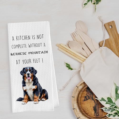 Gqtt Bernese Mountain Dog Dish Towels Set - Funny Dog Gifts, Decorative Waffle Kitchen Towels, Hand Tea Towels (1624 Inches, Set of 2) - color: Bernese Mountain