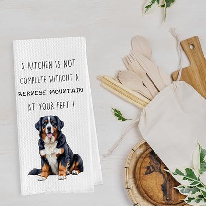 Gqtt Bernese Mountain Dog Dish Towels Set - Funny Dog Gifts, Decorative Waffle Kitchen Towels, Hand Tea Towels (1624 Inches, Set of 2) - color: Bernese Mountain