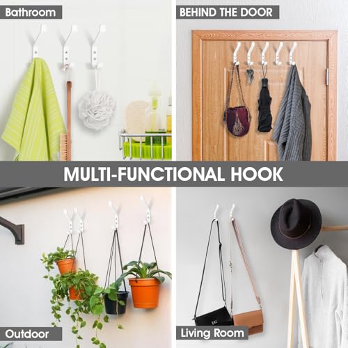 GlazieVault Coat Hooks for Wall – Door Hooks (10 Pack) - Heavy Duty Wall Mounted - Premium Design Rust Free Hooks - style: Flat Hooks White P-10