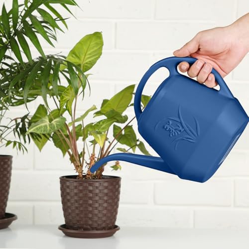 ZXJ Plant Watering Can - for Indoor and Outdoor Home Garden Plants - with Long Spout - Blue - 1/2 Gallon - color: Blue