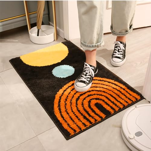 Boho Bath Mats Non-Slip Microfiber Geometric Bathroom Rugs Soft Fluffy Bohemian Bath Rugs Washable for Bathroom, Shower, Sink, Tub, Entry Rug, 31''×20'', Dark Grey - color: E Bohemian