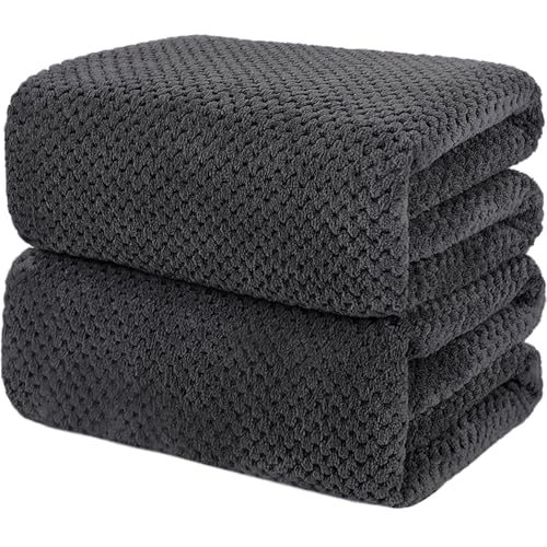 2 Pack Bath Towel Set, Waffle Bath Towel Set, Super Soft Highly Absorbent, Sturdy Quick Drying Towels for Bathroom, Gym, SPA, Yoga (2 Piece 30" x 60", 2Grey) - color: 2grey, size: 30 x 60 Inch