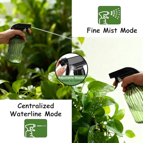YYTSGG Glass Handheld Spray Bottle, 13.5oz Refillable, Green | Water Spray Bottle, Reusable Adjustable Nozzle Plant Mister Spray Bottles Indoor, for Hair, Cleaning, Gardening, Pets Care - color: Green
