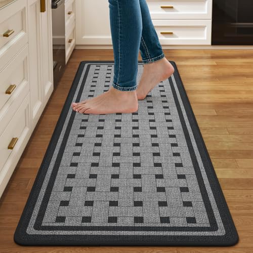 Kitchen Mats for Floor, Non Slip Kitchen Rugs, 17x47 Grey | Kitchen Runner Rugs Non Slip Washable, Absorbent Braided Kitchen Floor Mat, Sink Rug, Easy to Clean - color: C Streamlined Grey, size: 17''x47''