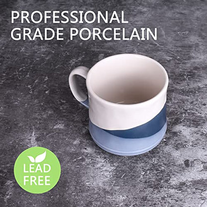 Bosmarlin Large Stoneware Coffee Mug, Big Tea Cup for Office and Home, 21 Oz, Dishwasher and Microwave Safe, 1 PCS (Geometry-Blue) - color: Geometry-Blue