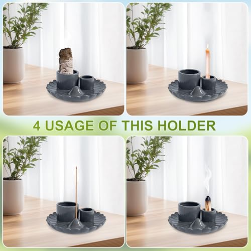 Palo Santo Sticks Holder, 4 in 1 Incense and Candle Holder Black | 4 in 1 Incense and Candle Holder for Ash Catcher Tray for Meditation Yoga Room - color: Black