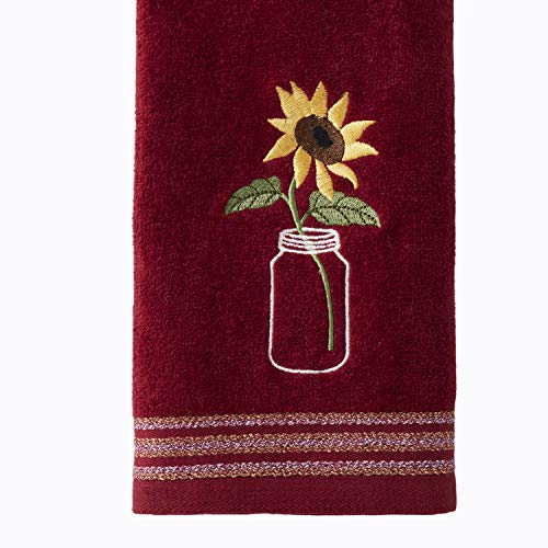 SKL Home by Saturday Knight Ltd. Sunflower In Jar 2 Pc Hand Towel Set, Wine - color: Sunflower in Jar, Wine