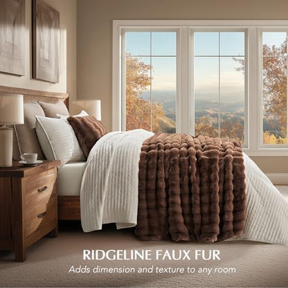 Faux Rabbit Fur Bubble Throw Blanket, 60"x80", Chestnut | Ultra Soft, Luxury Faux Rabbit Fur Throw, Thick Warm Bubble Blanket, Cozy Fluffy Reversible, for Bed, Couch, Chair, Sofa - color: Chestnut, size: 60"x80"