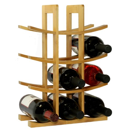 Oceanstar WR1149 12-Bottle Natural Bamboo Wine Rack , Red, 15.75 x 5.75 x 1.75 inches