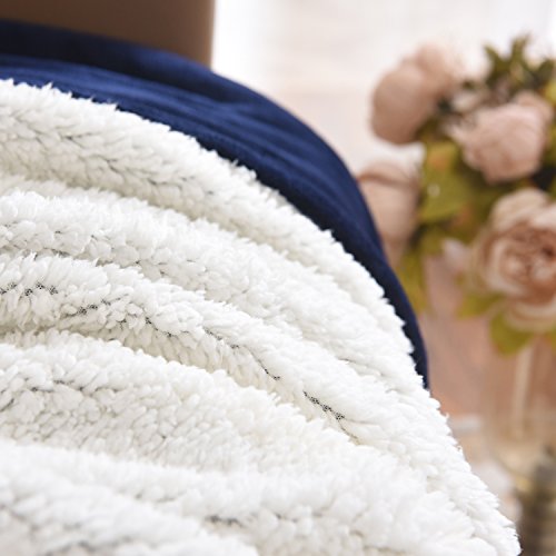 NANPIPER Sherpa Blankets Navy Blue - color: Navy Blue, size: Twin