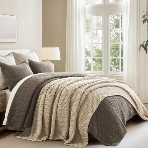 EVERGRACEHOME Chunky Chenille Knit Throw Blanket, 90 x 90, Sand Dune | Sculpted Moss Stitch, Chic Modern Farmhouse, All-Season Warmth, OEKO-TEX® Certified, Oversized Queen for Couch, Bed, Sofa - color: Sand Dune, size: 90" X 90"