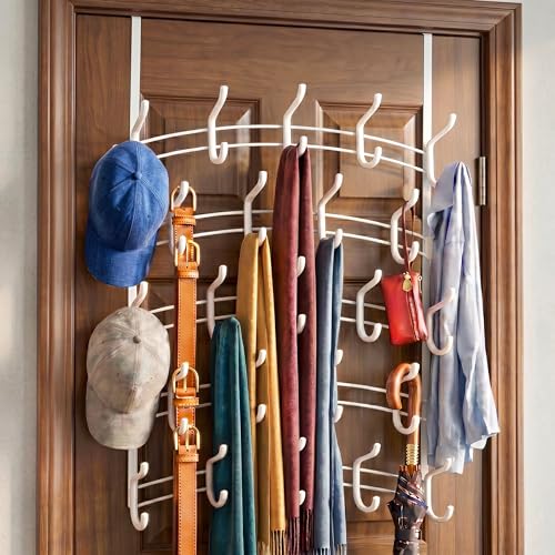 LYNK Professional® Home™ Over the Door Hooks - 46 Hook – Over the Door Coat Rack - Over the Door Hanger - Hanging Towels or Clothes - Bathroom, Bedroom, Laundry Room - Lifetime Ltd. Warranty, White - color: White, size: 46 Hooks Meridian
