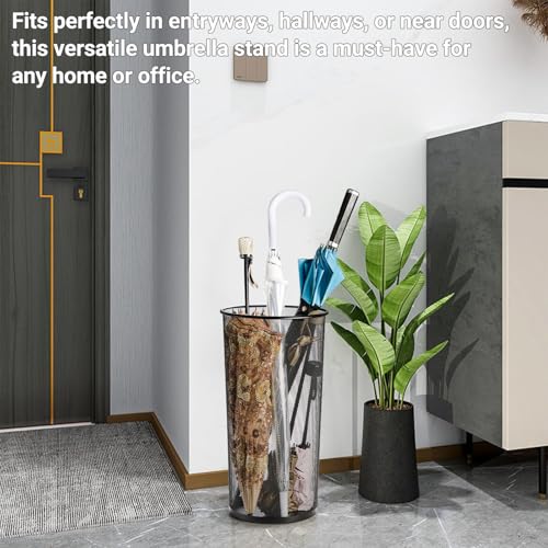 2 Pack Large Umbrella Holder, 10.5x20 Inch Metal Mesh Umbrella Stand, Freestanding Bucket for Umbrellas, Canes, Walking Sticks, Wrapping Paper, Entryway, Home, Office, Hotel, Black