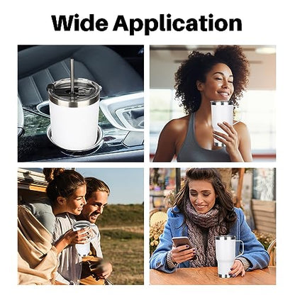 20 oz Tumbler with Handle, Stainless Steel Insulated Tumbler with Lid and Straw, Double Wall Vacuum Coffee Mug Tumbler, Insulated Coffee Thermal Cup for Cold and Hot (White) - color: White, size: 20 Ounces