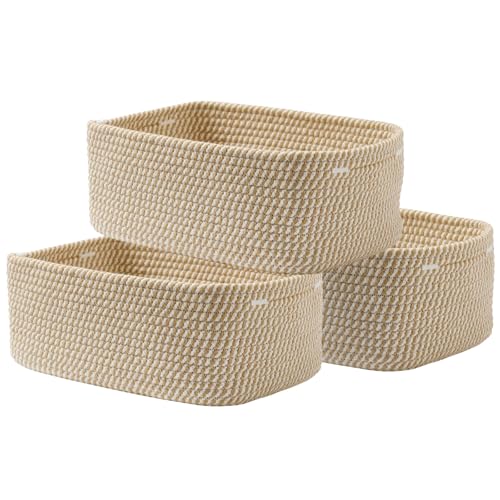 KALLAX Small Woven Storage Basket for Organizing, 13.5x9.5x5 inches, 3 Pack | Shelf baskets for closet organization, toy storage and home decor, Perfect as empty gift baskets for holidays, Brown - color: Brown, size: 13.5"L x 9.5"W x 5"H
