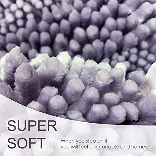 Purple Bathroom Rugs Sets 3 Piece, Super Absorbent Water Bath Mat Set with U-Shaped Toilet Rug,Ultra Soft Chenille Bath Mats for Bathroom and Tub,20x32+16x24+U-Shape20x20 Inch - color: Purple