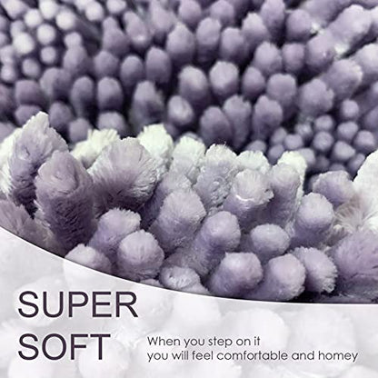 Purple Bathroom Rugs Sets 3 Piece, Super Absorbent Water Bath Mat Set with U-Shaped Toilet Rug,Ultra Soft Chenille Bath Mats for Bathroom and Tub,20x32+16x24+U-Shape20x20 Inch - color: Purple