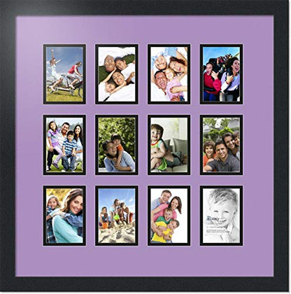 ArtToFrames Double-Multimat-1156-805/89-FRBW26079 Collage Photo Frame Double Mat with 12-3.25x4.75 Openings and Satin Black Frame - color: Lavender Mist, size: 12 - 3.25x4.75