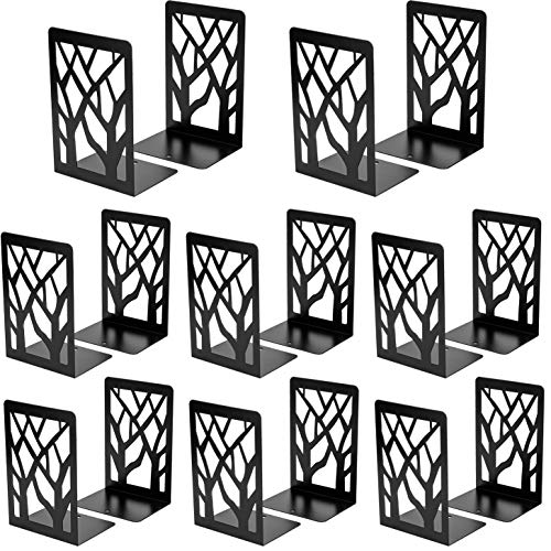 MaxGear Book Ends Tree Design Bookends for Shelves 7 x 4.7 x 3.5” 8 Pair | Metal Constructio,Heavy Duty,Non-Skid Pads,Scratch Resistant,Stable Support,Space Saving,16 Pieces,Bookcase Desktop Use - size: 8 Pairs