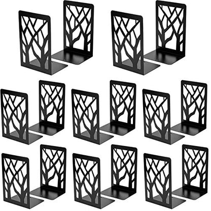 MaxGear Book Ends Tree Design Bookends for Shelves 7 x 4.7 x 3.5” 8 Pair | Metal Constructio,Heavy Duty,Non-Skid Pads,Scratch Resistant,Stable Support,Space Saving,16 Pieces,Bookcase Desktop Use - size: 8 Pairs