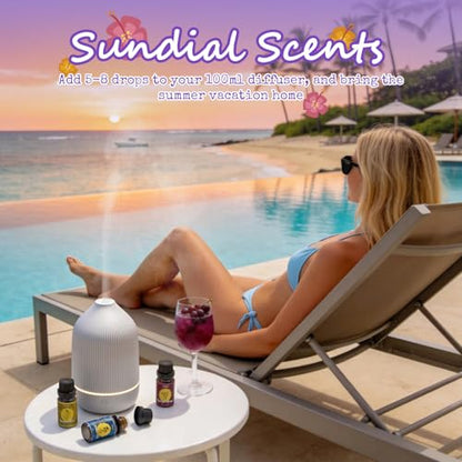 SALUBRITO Hawaii Fragrance Oils Set, Summer Essential Oils for Diffuser, Candle, Soap Making, Tropical Breeze, Island Life, Banana Bliss, Twilight Grape, Coconut Coast, Golden Sunrise Scented Oil - color: Purple