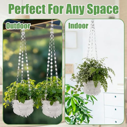 Sliner 3 Pack 24 Inch Crystal Beaded Plant Hanger Macrame Plant Hanger Decorative Hanging Planter Holder for Indoor Outdoor Boho Decor Wedding Home Garden - style: Crystal