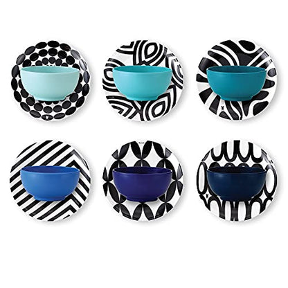 French Bull Melamine Mini Bowls, 6-Piece Set, Small Serving Bowl – Snack, Condiment, Dip, Dessert, Ice Cream – Shatter Proof, Food-Safe, BPA Free, Dishwasher Safe, 4” 10 oz - Shades of Blue - color: Shades of Blue, size: 4" Mini Bowls set of 6