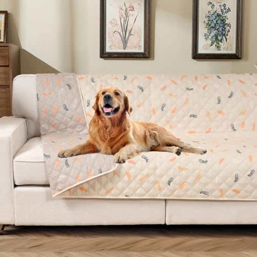 Reversible Dog Bed Cover with Waterproof Lining, Water Resistant Slipcover Furniture Protector and Pet Blanket, Washable Couch Cover for Kids, Dogs, Pets.(Beige/Light Beige,52"x82") - color: Beige/Light Beige, size: 52"x82"