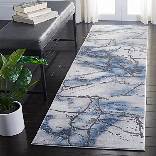 SAFAVIEH Craft Collection Runner Rug - 2'3" x 6', Grey & Blue, Modern Abstract Design, Non-Shedding & Easy Care, Ideal for High Traffic Areas in Living Room, Bedroom (CFT877L) - color: Grey/Blue, size: 2'3" x 6' (Runner)