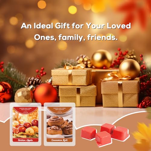 SCENTORINI Wax Melts, Wax Cubes, 4 Cinnamon Roll & 4 Golden Apple Scent | Fall Scent Strong Scent Candle Wax Tarts, Scented Wax Melts for Warmer, Home Fragrances - size: 4 Cinnamon Roll & 4 Golden Apple