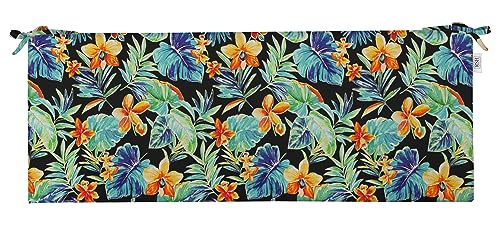 RSH Décor Indoor Outdoor Foam Bench Cushion with Ties (36” x 14” x 2"), (Beachcrest Caviar Floral) - Made in USA - color: Beachcreast Caviar, size: 36"W x 14"D x 2"H