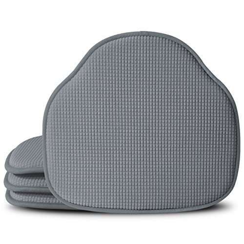 Shinnwa Windsor Chair Cushions 4 Pack, Non Slip Kitchen Seat Cushion, Farmhouse Chair Pads for Dining Room, Set of 4, 17 x 15.5 inches, Grey - color: Grey, size: 4 Count (Pack of 1)
