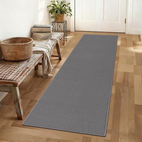 SHACOS Washable Runner Rugs 2'x6' Dirt Trapping Non Slip Rug Runners Floor Mats Carpet Runners for Hallway Kitchen Entryway Garage Bedroom Bathroom, Solid Gray - color: Solid Gray, size: 2' x 6'