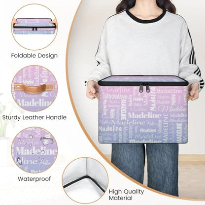 Custom Name Storage Basket, Personalized Keepsake Box, Pink Purple | Foldable Fabric Gradient Large Memory Bin with Handle Lid Lightweight Waterproof Dustproof, 14"L x 10.2"W x 10.4"H - color: Option 22