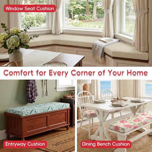 Custom Bench Cushion for Window Seat, Dining Nook & Entryway Bench - Made to Your Exact Size, Indoor/Outdoor Seat Cushion with High Density Foam