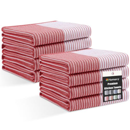 Homaxy Premium 100% Cotton Kitchen Towels 18"x28", 8 Pack, Red | Large Kitchen Hand Towels, Soft and Absorbent Tea Towel, Dish Towels with Hanging Loops - color: Red, size: 18 x 28 - 8 Pack