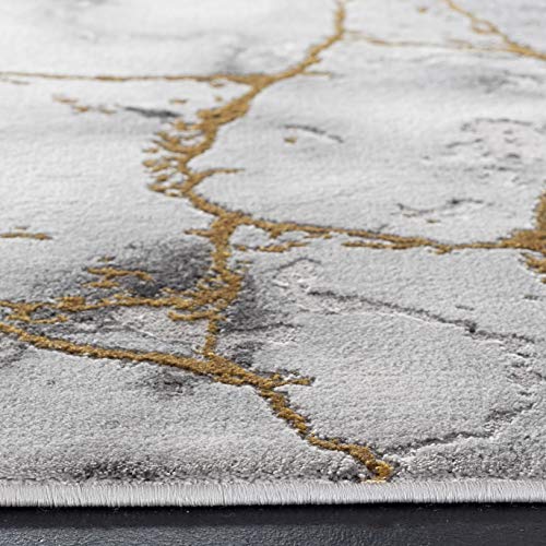 SAFAVIEH Craft Collection Runner Rug - 2'3" x 8', Grey & Gold, Modern Abstract Design, Non-Shedding & Easy Care, Ideal for High Traffic Areas in Living Room, Bedroom (CFT877F) - color: Grey/Gold, size: 2'3" x 8' (Runner)