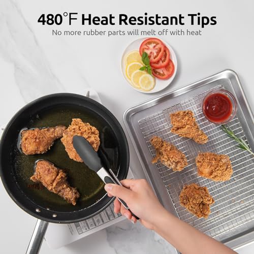 U-Taste 600ºF Heat Resistant Food Grade Silicone Spatula Set of 3, and 480℉ Heat-Resistant Food-Grade Non-Stick Firm Cooking Tong 9 inch (Black)