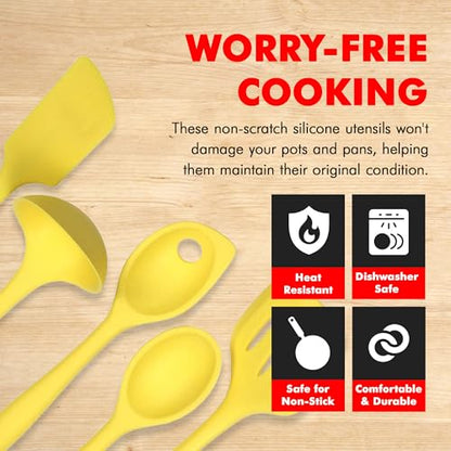 Chef Craft Premium Silicone Kitchen Tool and Utensil Set, 5 Piece, Yellow - color: Yellow, size: 5 Piece Set