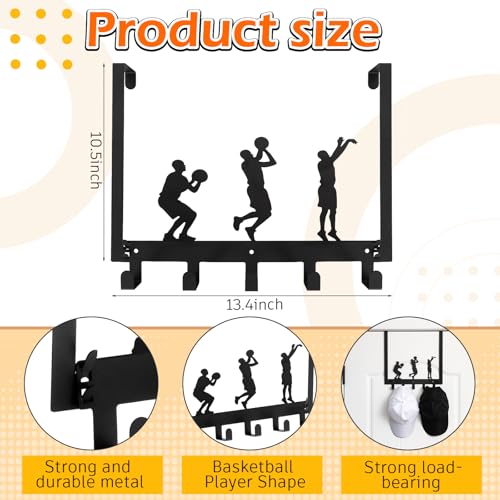 Reallnaive Basketball Room Decor Over The Door Hooks Bathroom Hanger Wall Mount Rack Holder for Towel, Hat, Coat, Cloth, Keychain, Bag, Christmas Gift - style: Basketball Player
