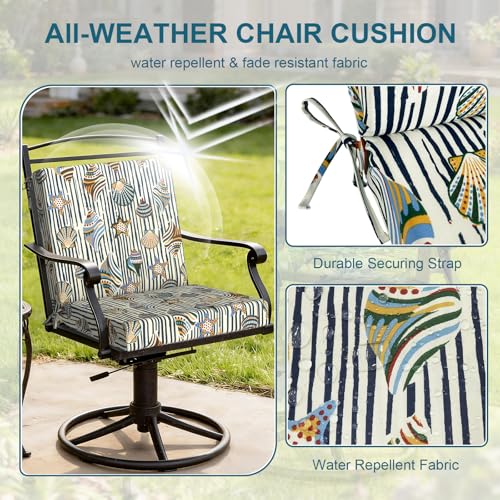 DYTXIII Outdoor Midback Chair Cushions Set of 2-20"x17" Water Repellent & Fade-Resistant Patio Seat Cushions with High-Resiliency Foam, Non-Slip Ties for Dining, Balcony Furniture-Crayon Shells - color: Crayon Shells